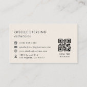 Carte De Visite QR Code Esthetician Modern Minimalist (Dos)
