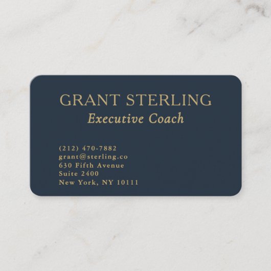 Carte De Visite QR Code Executive Coach Navy Blue Gold  (Devant)