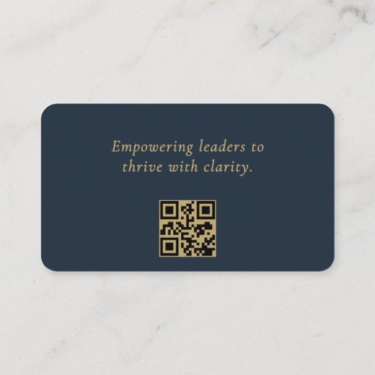 Carte De Visite QR Code Executive Coach Navy Blue Gold  (Dos)