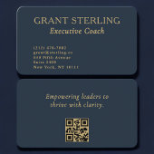 Carte De Visite QR Code Executive Coach Navy Blue Gold 