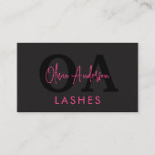 Carte De Visite QR Code Eye Lashes Technicien Hot Pink Noir (Devant)