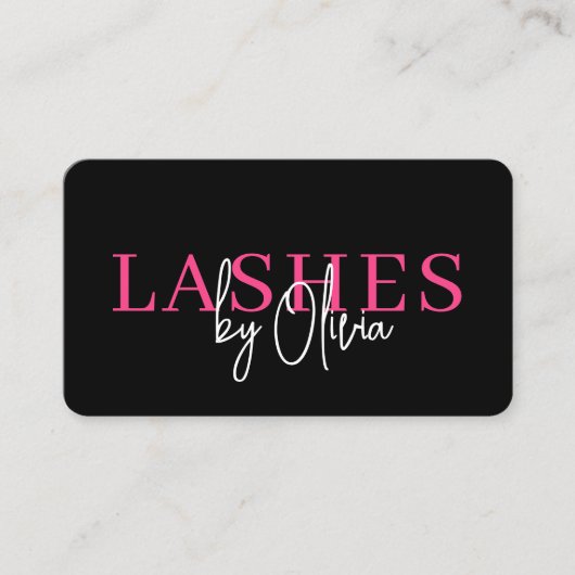Carte De Visite QR Code Eye Lashes Technicien Hot Pink Noir (Devant)
