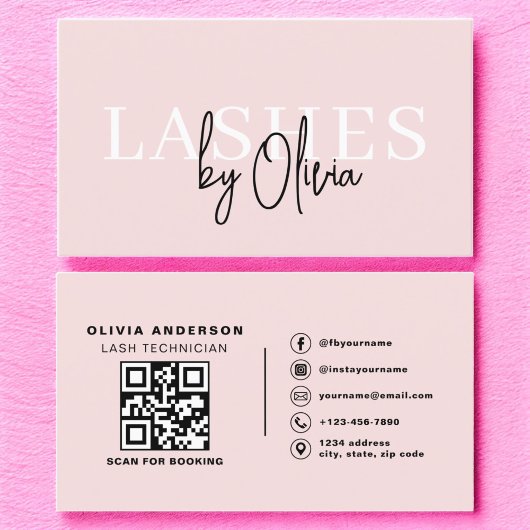 Carte De Visite QR Code Eye Lashes Technicien Typographie moderne