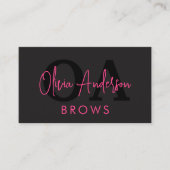 Carte De Visite QR Code Eyebrows Brows Artiste Hot Pink Black (Devant)