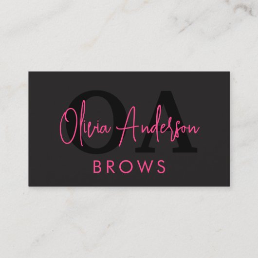 Carte De Visite QR Code Eyebrows Brows Artiste Hot Pink Black (Devant)