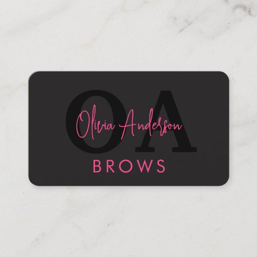 Carte De Visite QR Code Eyebrows Brows Artiste Hot Pink Black (Devant)