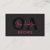 Carte De Visite QR Code Eyebrows Brows Artiste Hot Pink Black (Devant)