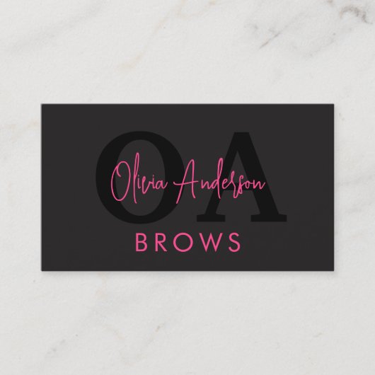 Carte De Visite QR Code Eyebrows Brows Artiste Hot Pink Black (Devant)