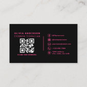 Carte De Visite QR Code Eyebrows Brows Artiste Hot Pink Black (Dos)