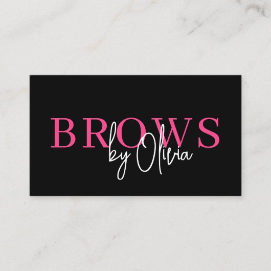 Carte De Visite QR Code Eyebrows Brows Artiste Hot Pink Black (Devant)