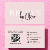 Carte De Visite QR Code Eyebrows Brows Technicien Blush Pink