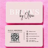 Carte De Visite QR Code Eyebrows Brows Technicien Blush Pink