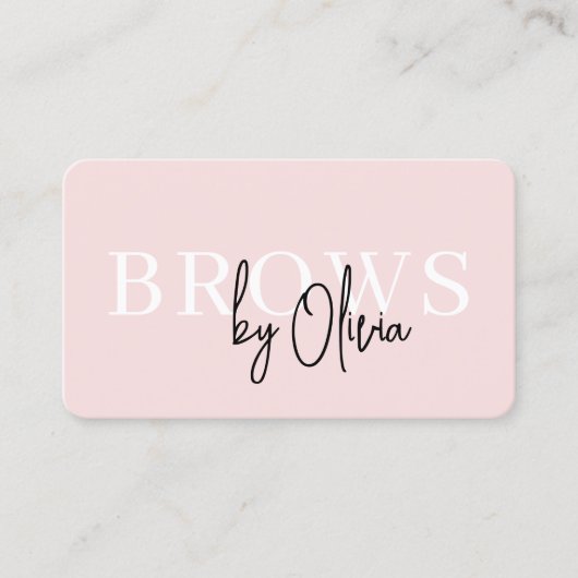 Carte De Visite QR Code Eyebrows Brows Technicien Blush Pink (Devant)