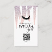 Carte De Visite QR CODE Eyelash fille rose Parties scintillant gou (Devant)