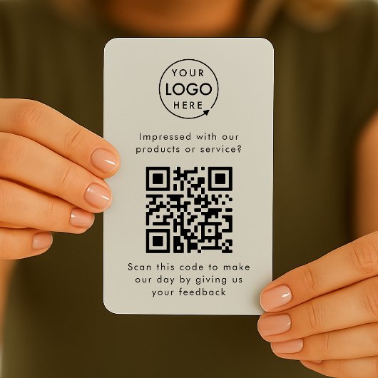 Carte De Visite QR Code Feedback Professionnel Notes clients Gris