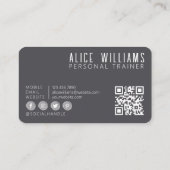 Carte De Visite QR Code Fitness Gold & Grey Personal Trainer Photo (Dos)