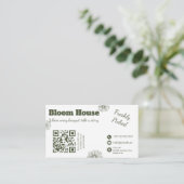 Carte de visite QR Code Fleuriste Bloom House (Debout devant)