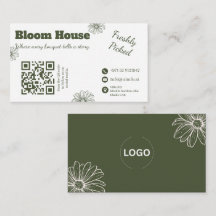 Carte de visite QR Code Fleuriste Bloom House