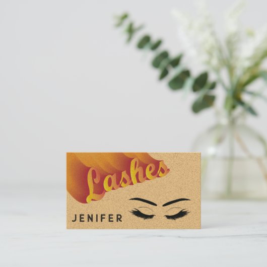 Carte De Visite QR code Funky rétro pastel lashes après soin (Debout devant)