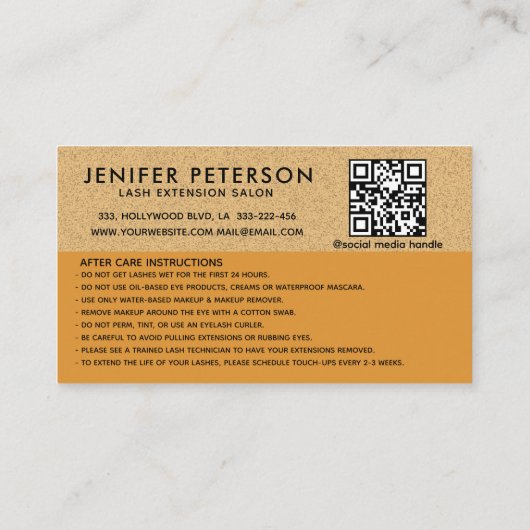 Carte De Visite QR code Funky rétro pastel lashes après soin (Dos)