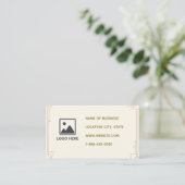 Carte de visite QR Code géométrique crème minimali (Debout devant)