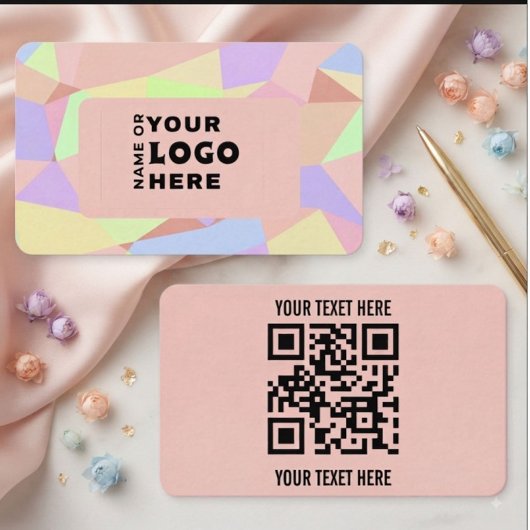 Carte de visite QR Code Géométrique Pastel Moderne
