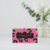 Carte De Visite QR CODE Glam Parties scintillant Gold Fuchsia Empr (Debout devant)