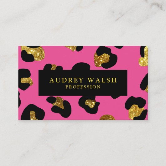 Carte De Visite QR CODE Glam Parties scintillant Gold Fuchsia Empr (Devant)