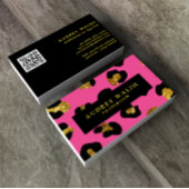 Carte De Visite QR CODE Glam Parties scintillant Gold Fuchsia Empr