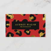 Carte De Visite QR CODE Glam Parties scintillant or rouge Empreint (Devant)