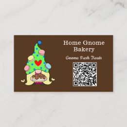 Carte De Visite QR Code Gnome Maison Boulangerie Chocolat Brown