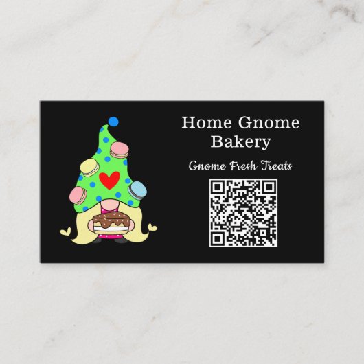 Carte De Visite QR Code Gnome Maison Boulangerie Noir (Devant)