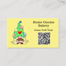 Carte De Visite QR Code Gnome Ville natale Boulangerie citron jaun
