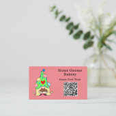 Carte De Visite QR Code Gnome Ville natale Boulangerie rose (Debout devant)