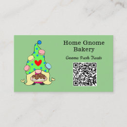 Carte De Visite QR Code Gnome Ville natale Boulangerie Saga Vert