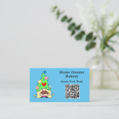 Carte De Visite QR Code Gnome Ville natale Boulangerie Sky Blue (Debout devant)