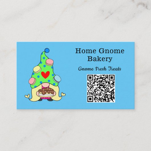 Carte De Visite QR Code Gnome Ville natale Boulangerie Sky Blue (Devant)