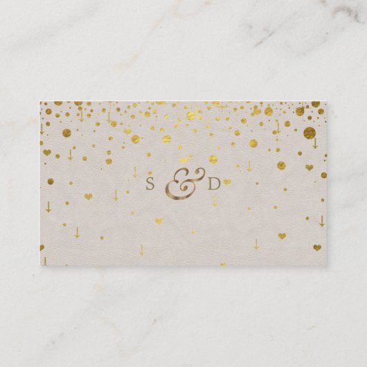 Carte De Visite QR Code Gold Confetti Site Mariage en cuir (Dos)