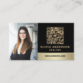 Carte De Visite QR Code Gold House Noir Réalisateur immobilier (Devant)