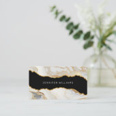 Carte De Visite QR Code Gold Marbre blanc Agate Élégant (Debout devant)