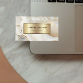 Carte De Visite QR Code Gold Marbre blanc Élégant moderne