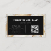 Carte De Visite QR Code Gold Marbre blanc Photographe moderne (Dos)