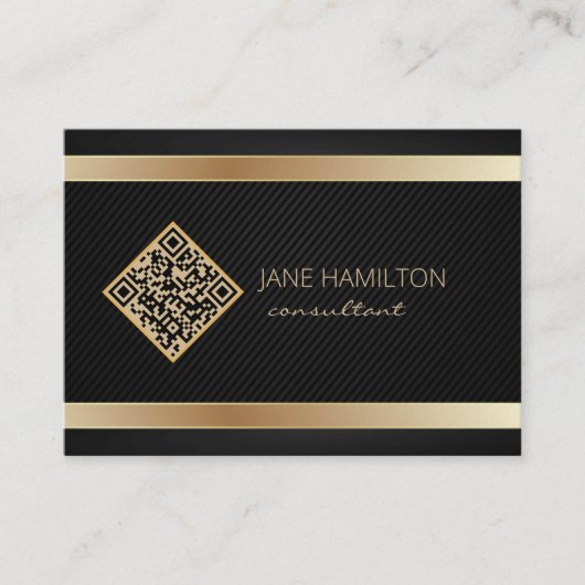 Carte De Visite QR Code Gold Modern Consultant (Devant)