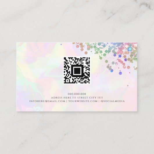 Carte De Visite QR Code Gold Parties scintillant Holographique Or  (Dos)