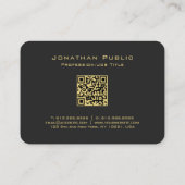 Carte De Visite QR Code Gold Script Texte Élégant noir puissant (Dos)