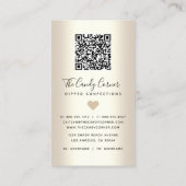 Carte De Visite QR Code Gold Strawberry Driets Confection Sweets (Dos)
