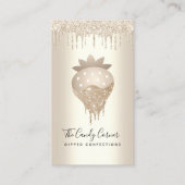 Carte De Visite QR Code Gold Strawberry Driets Confection Sweets (Devant)