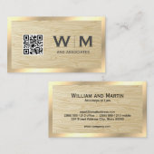 Carte De Visite QR Code Grain de bois | Bordure d'or (Devant / Derrière)