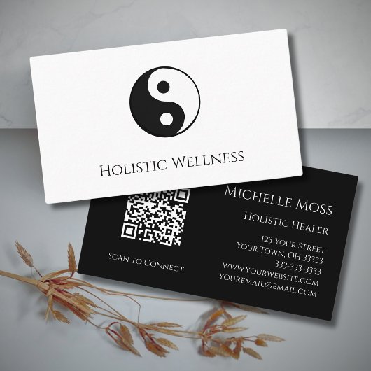 Carte De Visite QR code Guérisseur holistique Yin Yang Wellness Si