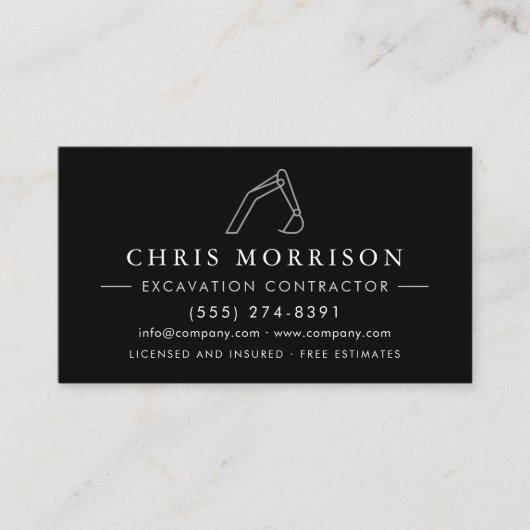 Carte De Visite QR Code Heavy Equipment Excavation Operator  (Devant)